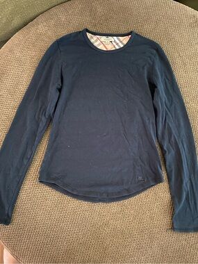 Burberry London Women’s Black Long Sleeve Nova Check Elbow Patch Top Size S